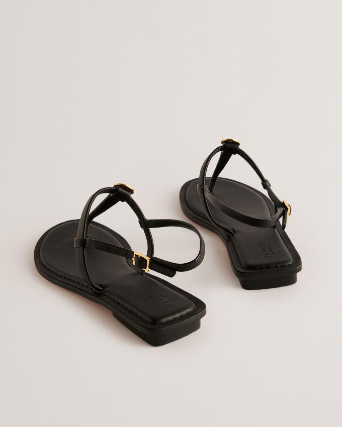 Sandale Ted Baker T-Strap With Coin Detail Noir Femme | UMV-09666416